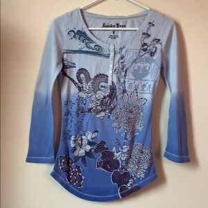 Asian print long sleeve top